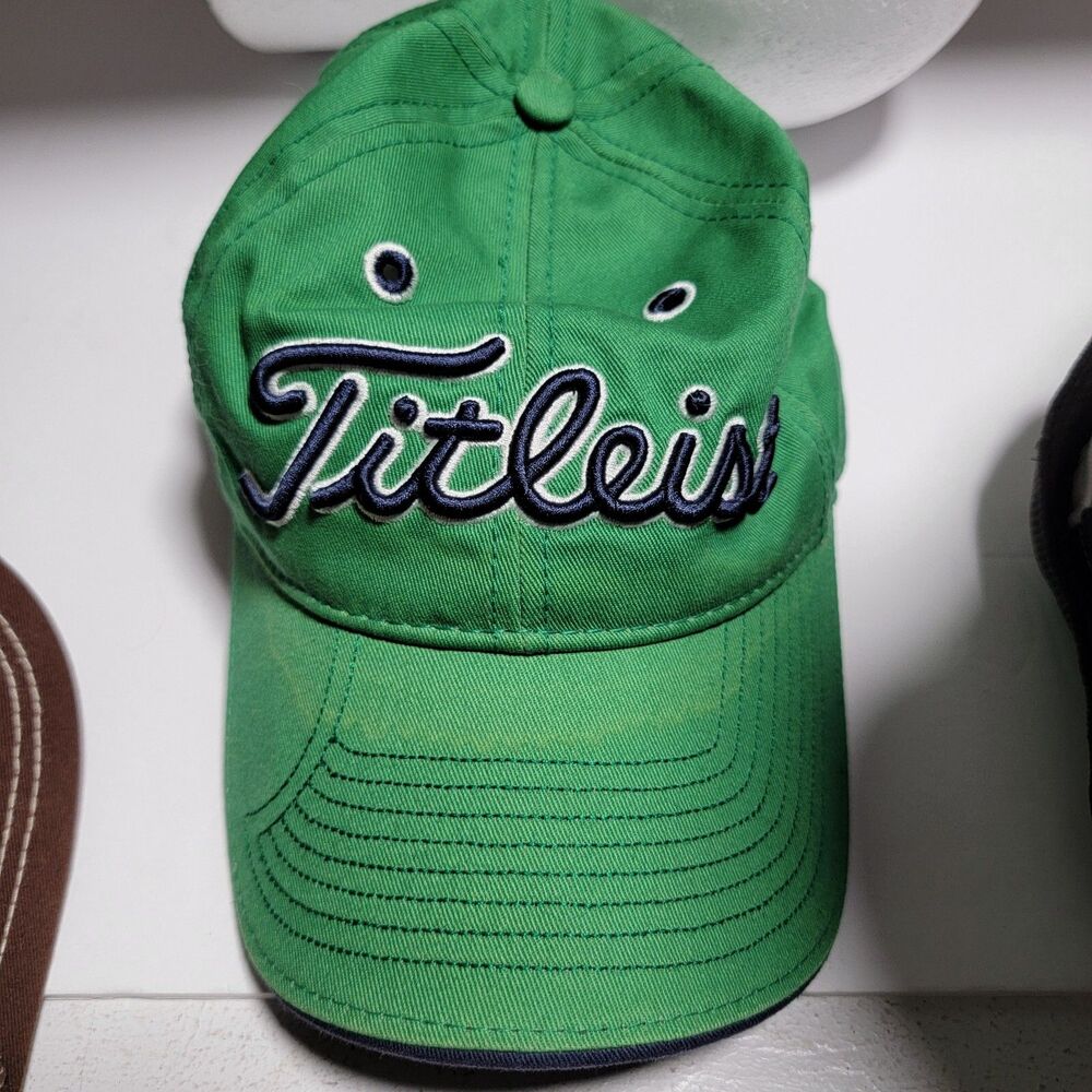 Titleist Golf Hat Mens Size M/L Green Stretch Cap Logo Solid A-Flex